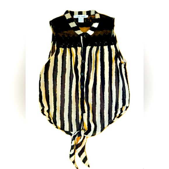 SLEEVELESS STRIPED BLOUSE - Picture 1 of 4